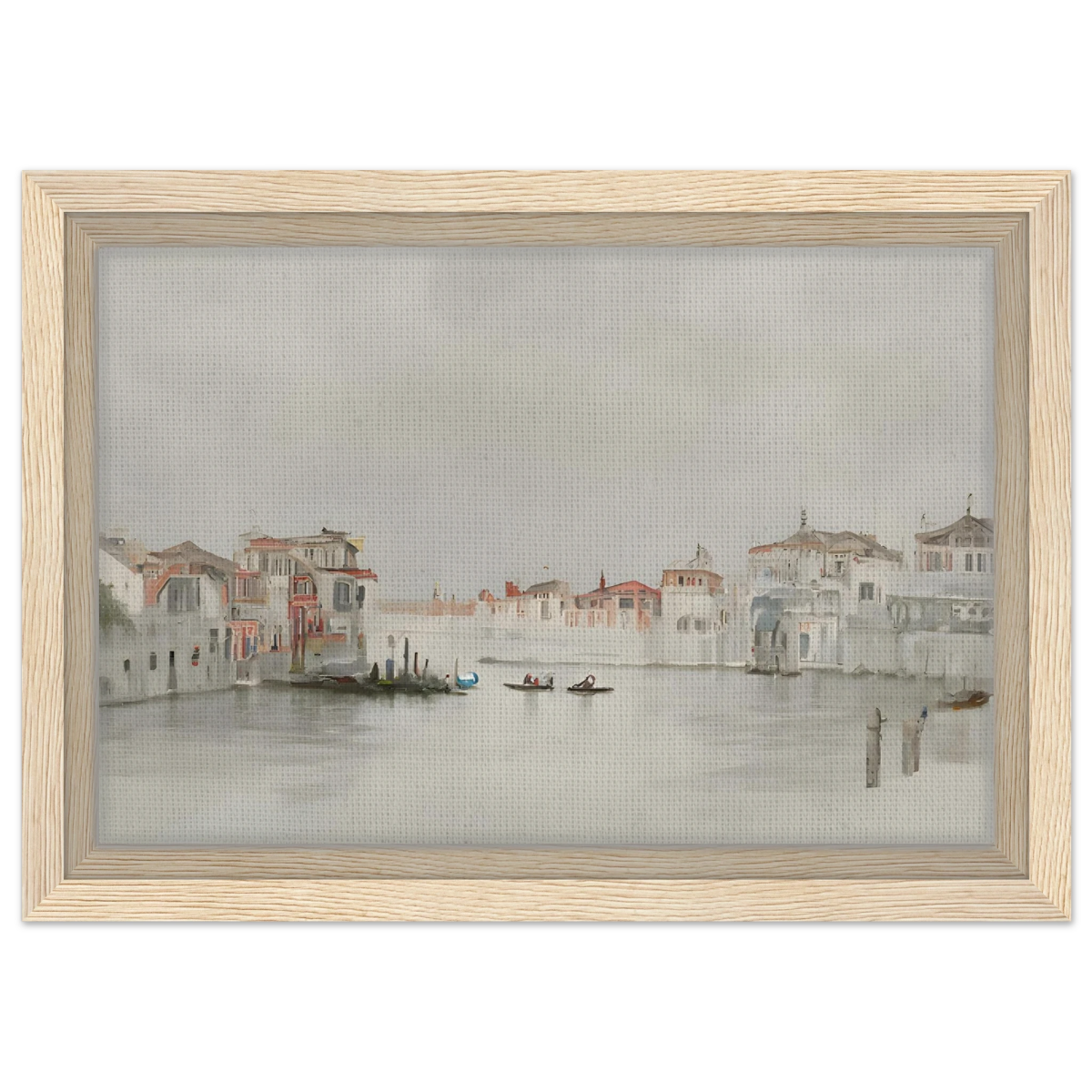 Venetian Whispers – Serene Canal Wall Art Print - Framed Canvas - 20x30 cm / 8x12″ - Wood frame