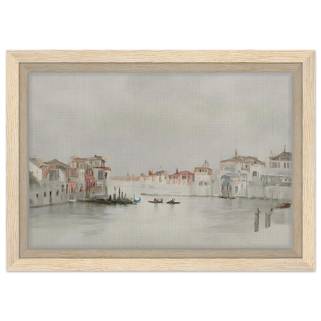 Venetian Whispers – Serene Canal Wall Art Print - Framed Canvas - 20x30 cm / 8x12″ - Wood frame
