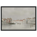 Venetian Whispers – Serene Canal Wall Art Print - Framed Canvas - 60x90 cm / 24x36″ - Black frame
