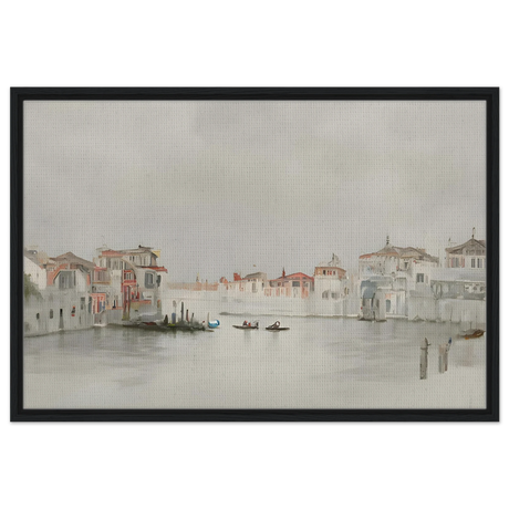 Venetian Whispers – Serene Canal Wall Art Print - Framed Canvas - 60x90 cm / 24x36″ - Black frame