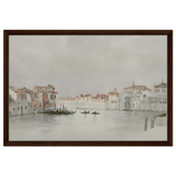 Venetian Whispers – Serene Canal Wall Art Print - Framed Canvas - 50x75 cm / 20x30″ - Dark wood frame