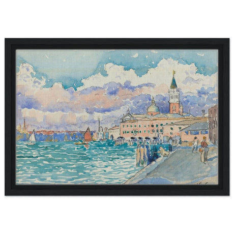 Venice (ca. 1903) by Henri - Edmond Cross | Vintage wall art print - Framed Canvas - 30x45 cm / 12x18″ - Black frame