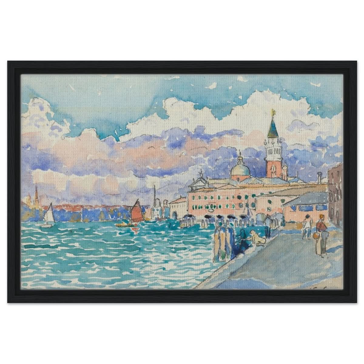 Venice (ca. 1903) by Henri - Edmond Cross | Vintage wall art print - Framed Canvas - 40x60 cm / 16x24″ - Black frame