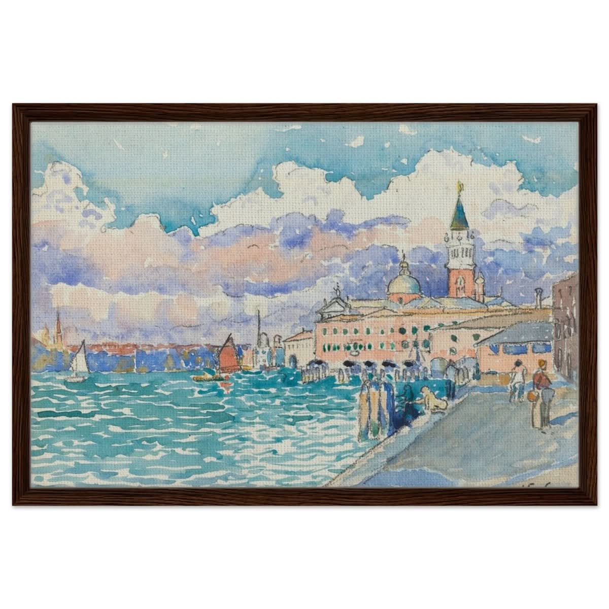 Venice (ca. 1903) by Henri - Edmond Cross | Vintage wall art print - Framed Canvas - 50x75 cm / 20x30″ - Dark wood frame