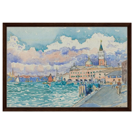 Venice (ca. 1903) by Henri - Edmond Cross | Vintage wall art print - Framed Canvas - 50x75 cm / 20x30″ - Dark wood frame