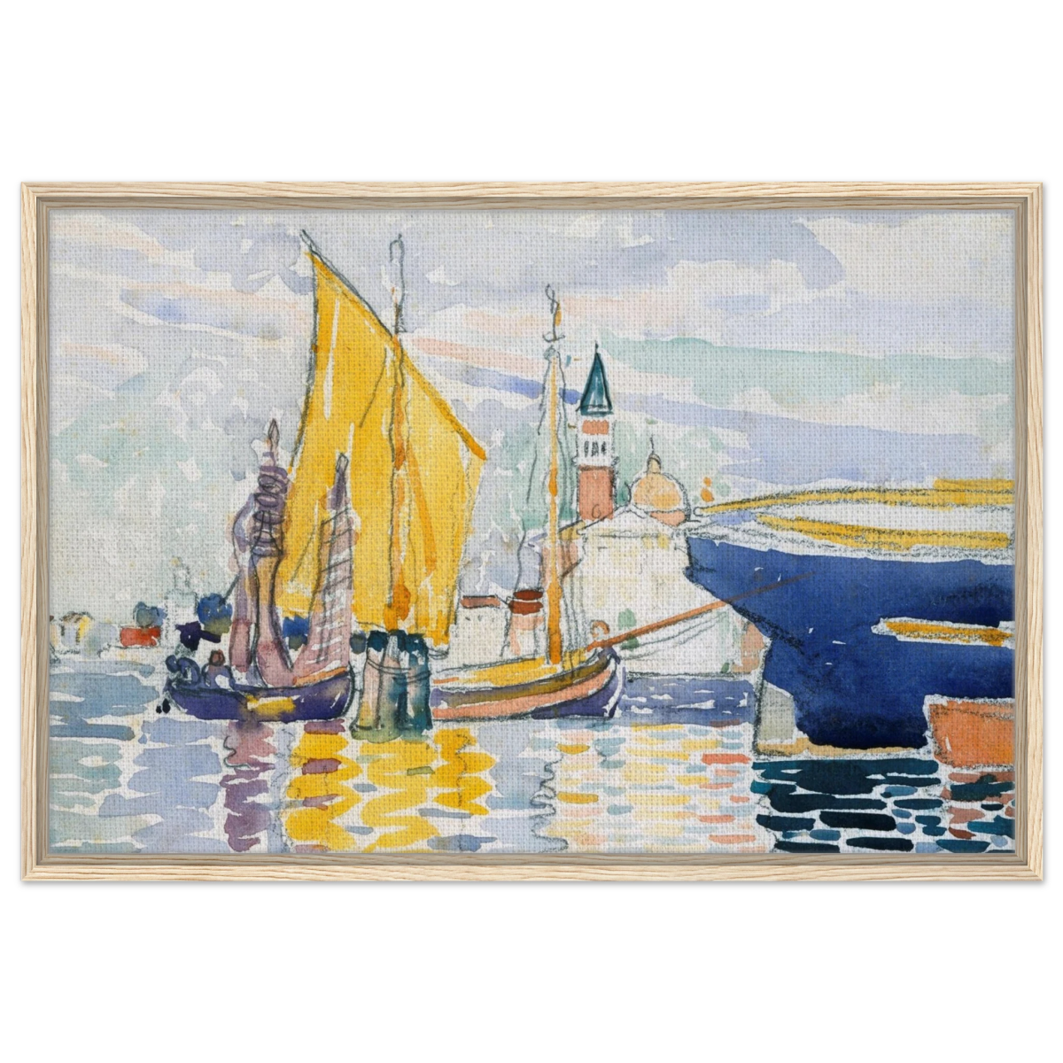 Venice - The Giudecca by Henri - Edmond Cross (Henri - Edmond Delacroix) - Framed Canvas - 60x90 cm / 24x36″ - Wood frame