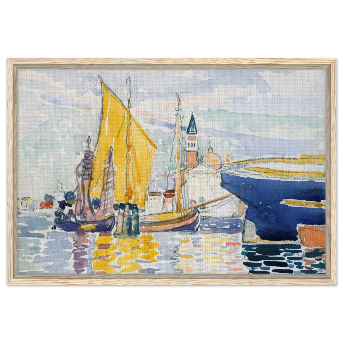Venice - The Giudecca by Henri - Edmond Cross (Henri - Edmond Delacroix) - Framed Canvas - 50x75 cm / 20x30″ - Wood frame