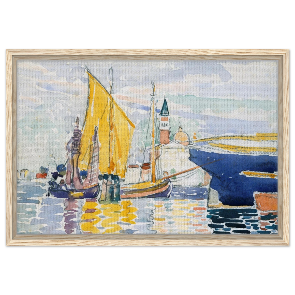 Venice - The Giudecca by Henri - Edmond Cross (Henri - Edmond Delacroix) - Framed Canvas - 40x60 cm / 16x24″ - Wood frame