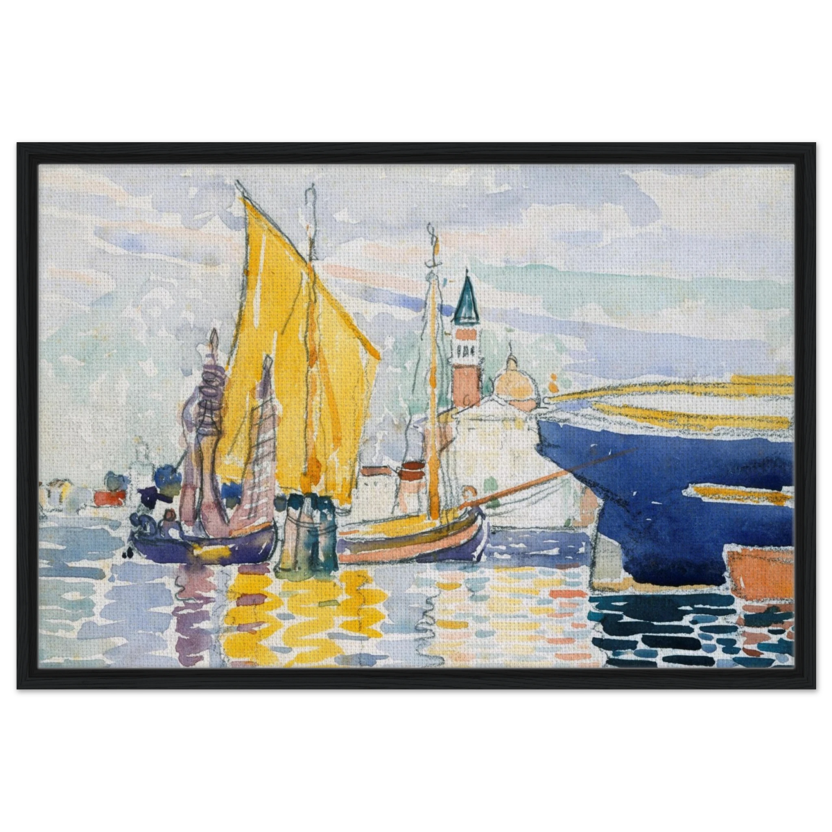 Venice - The Giudecca by Henri - Edmond Cross (Henri - Edmond Delacroix) - Framed Canvas - 60x90 cm / 24x36″ - Black frame