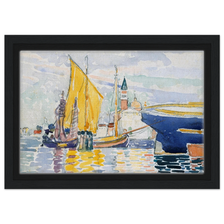 Venice - The Giudecca by Henri - Edmond Cross (Henri - Edmond Delacroix) - Framed Canvas - 20x30 cm / 8x12″ - Black frame