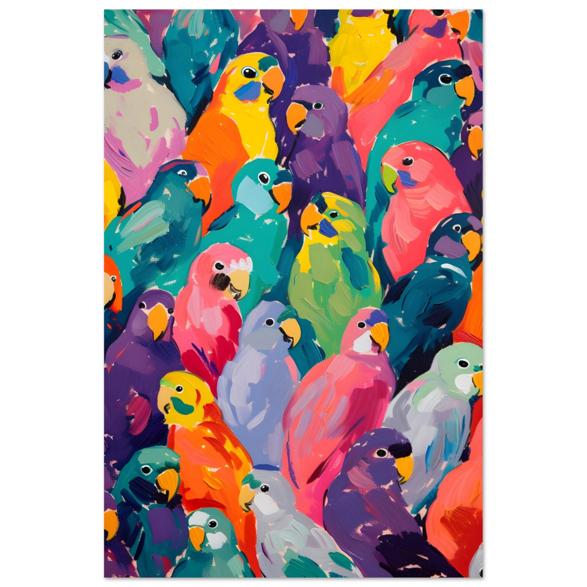 "Vibrant Flock" – A Burst of Color and Life | Wall art Print - 40x60 cm / 16x24″ - Aluminum Print - 