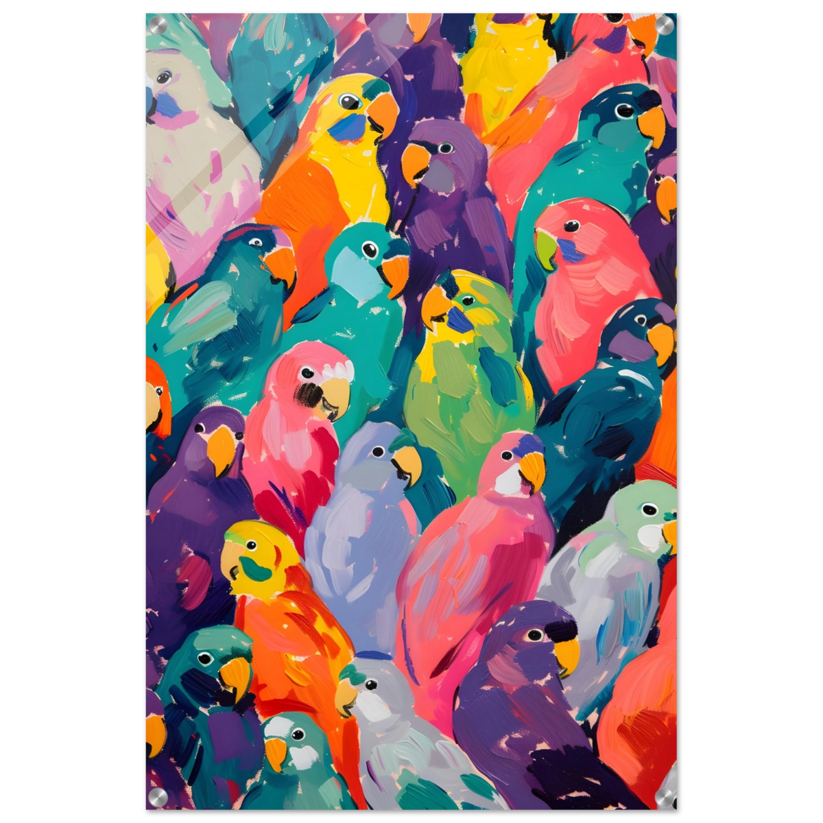 "Vibrant Flock" – A Burst of Color and Life | Wall art Print - 60x90 cm / 24x36″ - Acrylic Print - 