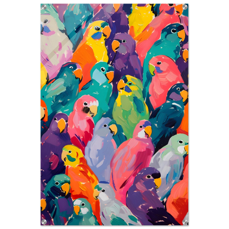 "Vibrant Flock" – A Burst of Color and Life | Wall art Print - 60x90 cm / 24x36″ - Acrylic Print - 
