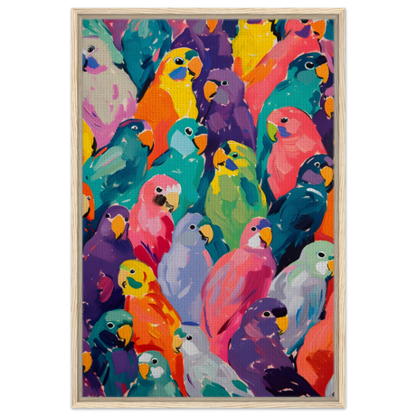 "Vibrant Flock" – A Burst of Color and Life | Wall art Print - 60x90 cm / 24x36″ - Framed Canvas - Wood frame