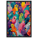 "Vibrant Flock" – A Burst of Color and Life | Wall art Print - 60x90 cm / 24x36″ - Framed Canvas - Black frame