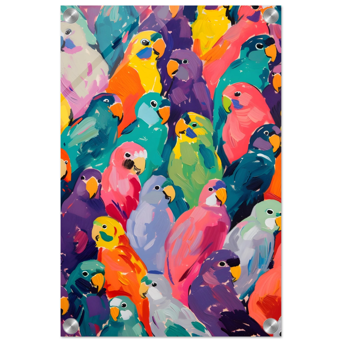 "Vibrant Flock" – A Burst of Color and Life | Wall art Print - 30x45 cm / 12x18″ - Acrylic Print - 