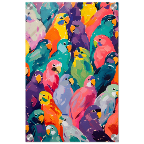 "Vibrant Flock" – A Burst of Color and Life | Wall art Print - 30x45 cm / 12x18″ - Acrylic Print - 
