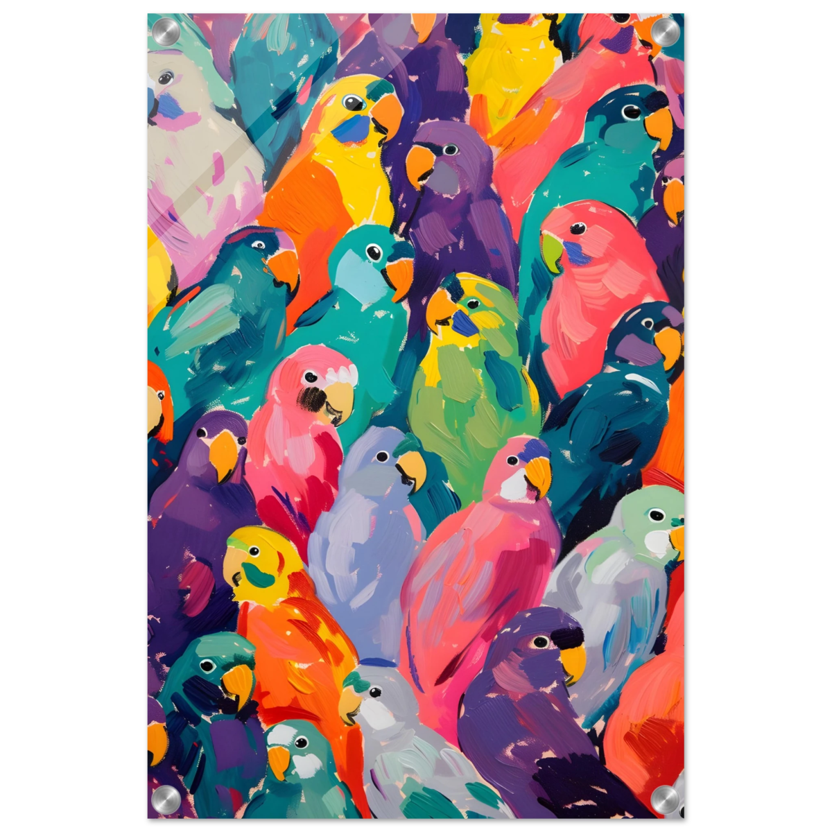 "Vibrant Flock" – A Burst of Color and Life | Wall art Print - 40x60 cm / 16x24″ - Acrylic Print - 