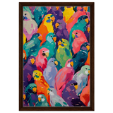 "Vibrant Flock" – A Burst of Color and Life | Wall art Print - 40x60 cm / 16x24″ - Framed Canvas - Dark wood frame