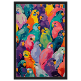 "Vibrant Flock" – A Burst of Color and Life | Wall art Print - 50x75 cm / 20x30″ - Framed Canvas - Black frame