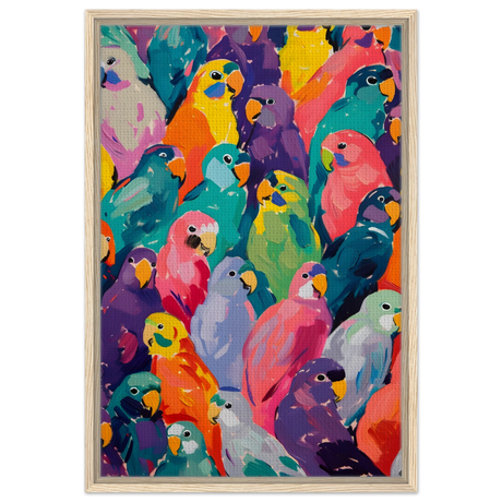 "Vibrant Flock" – A Burst of Color and Life | Wall art Print - 50x75 cm / 20x30″ - Framed Canvas - Wood frame