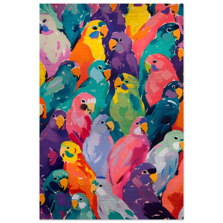 "Vibrant Flock" – A Burst of Color and Life | Wall art Print - 60x90 cm / 24x36″ - Brushed Aluminum Print - 