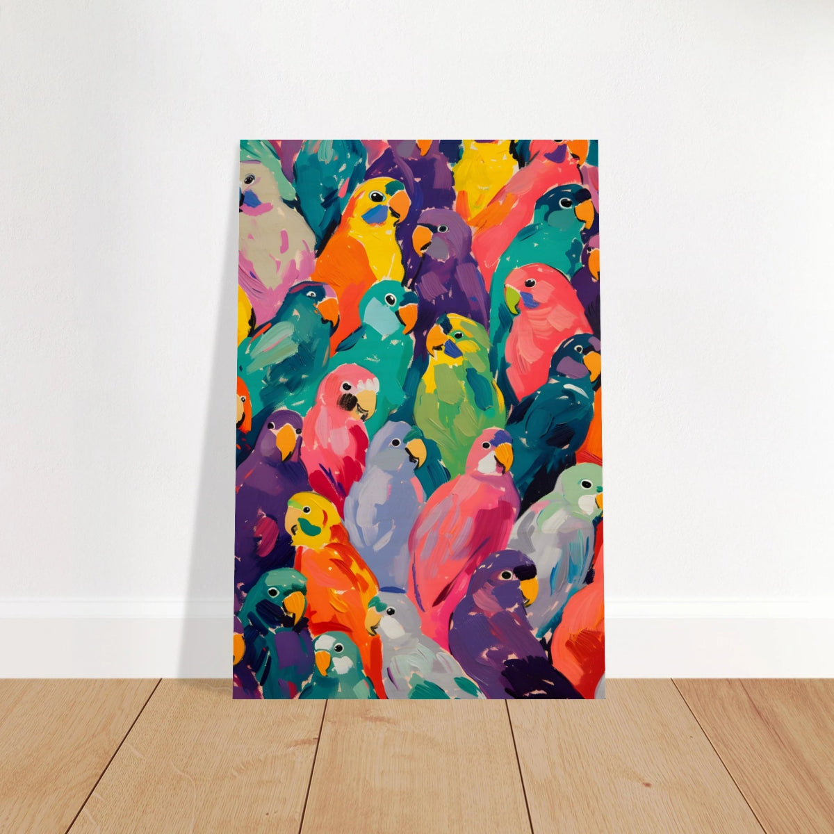 "Vibrant Flock" – A Burst of Color and Life | Wall art Print - 40x60 cm / 16x24″ - Wood Prints - 