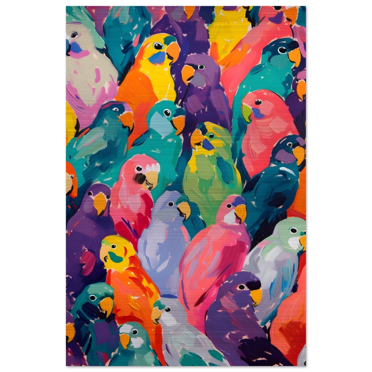 "Vibrant Flock" – A Burst of Color and Life | Wall art Print - 30x45 cm / 12x18″ - Brushed Aluminum Print - 