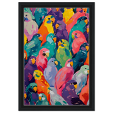 "Vibrant Flock" – A Burst of Color and Life | Wall art Print - 30x45 cm / 12x18″ - Framed Canvas - Black frame