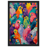 "Vibrant Flock" – A Burst of Color and Life | Wall art Print - 40x60 cm / 16x24″ - Framed Canvas - Black frame