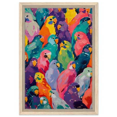 "Vibrant Flock" – A Burst of Color and Life | Wall art Print - 30x45 cm / 12x18″ - Framed Canvas - Wood frame