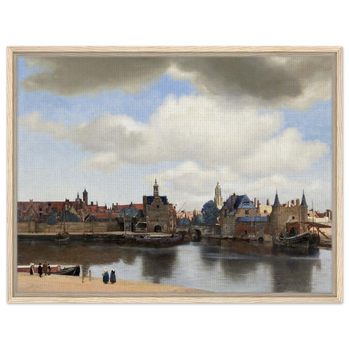 View of Delft by Johannes Vermeer 1661 | Vintage wall art print - Framed Canvas - 60x80 cm / 24x32″ - Wood frame