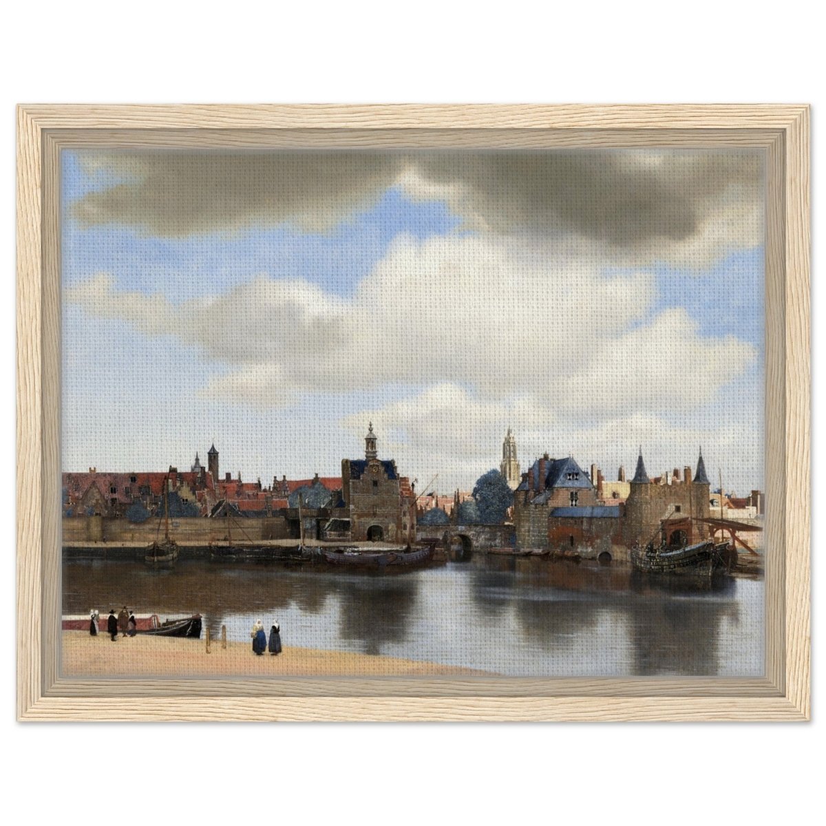 View of Delft by Johannes Vermeer 1661 | Vintage wall art print - Framed Canvas - 30x40 cm / 12x16″ - Wood frame
