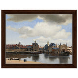 View of Delft by Johannes Vermeer 1661 | Vintage wall art print - Framed Canvas - 30x40 cm / 12x16″ - Dark wood frame