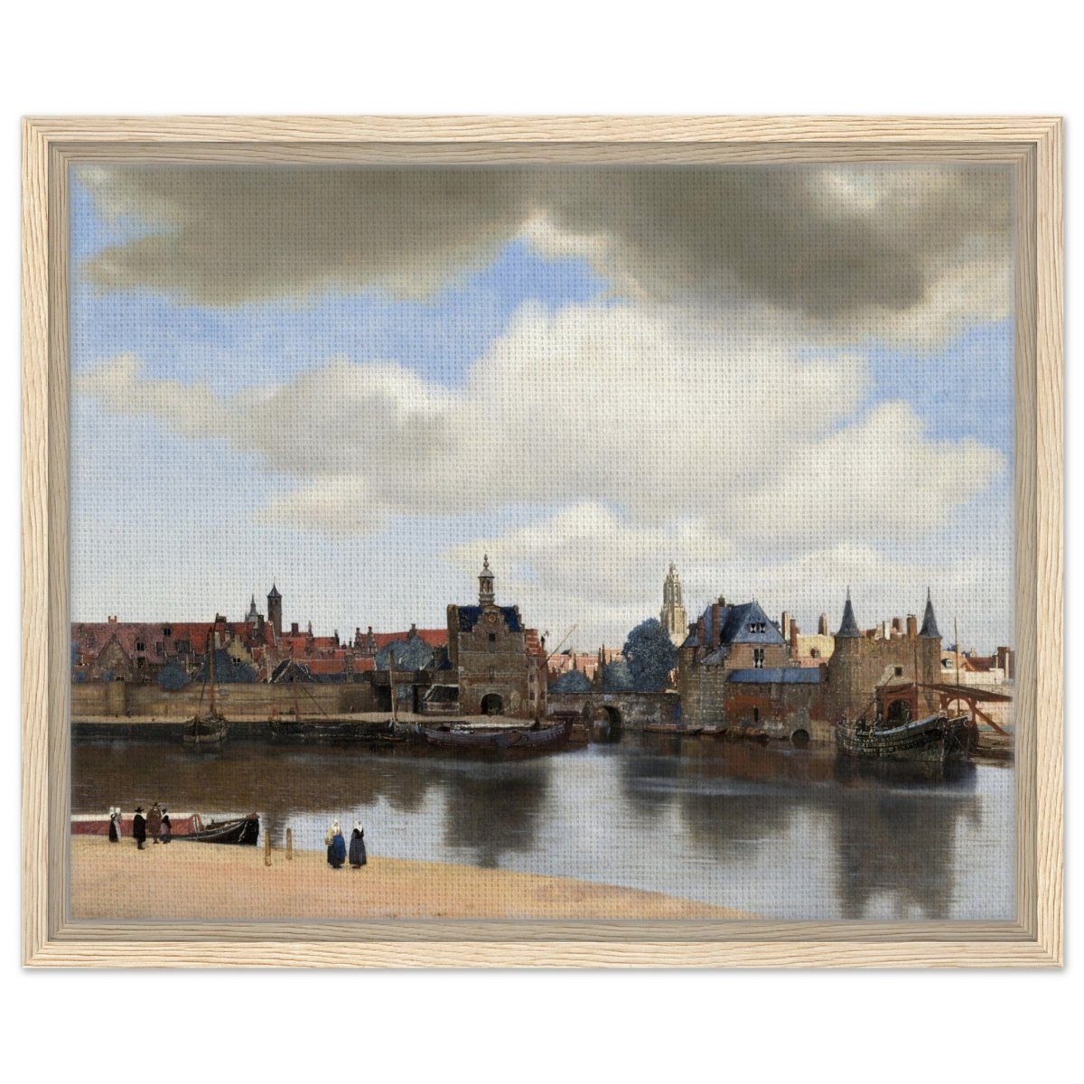 View of Delft by Johannes Vermeer 1661 | Vintage wall art print - Framed Canvas - 40x50 cm / 16x20″ - Wood frame