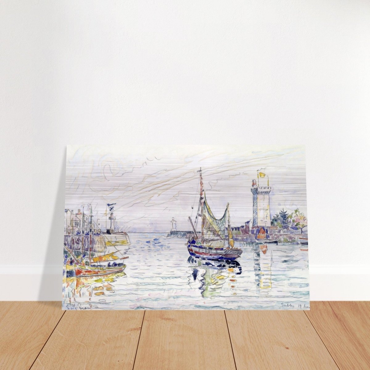 View of Les Sables d'Olonne (1929) by Paul Signac | wall art print - 50x75 cm / 20x30″ - Brushed Aluminum Print - 
