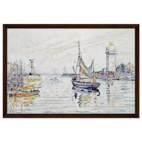 View of Les Sables d'Olonne (1929) by Paul Signac | wall art print - 50x75 cm / 20x30″ - Framed Canvas - Dark wood frame