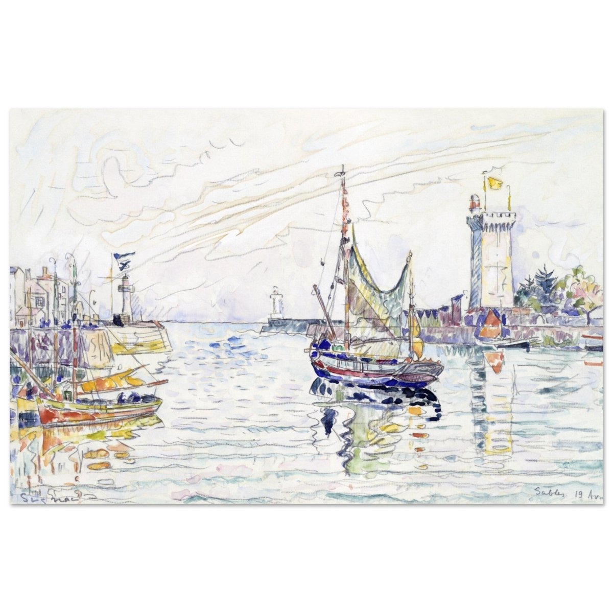 View of Les Sables d'Olonne (1929) by Paul Signac | wall art print - 40x60 cm / 16x24″ - Aluminum Print - 