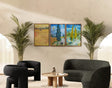 Vincent van Gogh Trio | Vintage Art Print set - Framed Canvas - 30X45 CM / 12X18″ - Dark wood frame