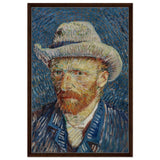 Vincent van Gogh's Self - Portrait with Grey Felt Hat (1887) | Vintage wall art print - Framed Canvas - 60x90 cm / 24x36″ - Dark wood frame