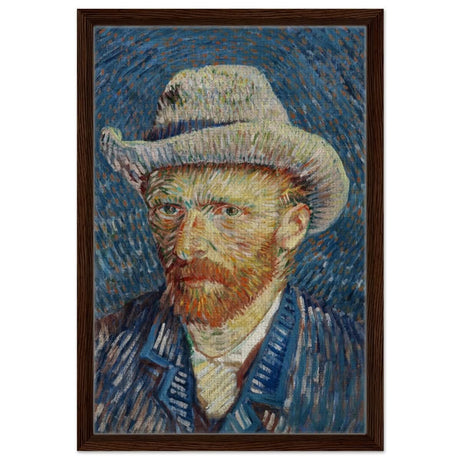 Vincent van Gogh's Self - Portrait with Grey Felt Hat (1887) | Vintage wall art print - Framed Canvas - 40x60 cm / 16x24″ - Dark wood frame