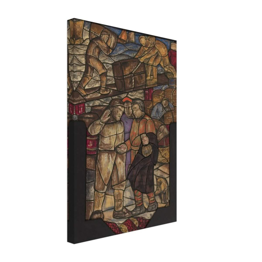 Vintage Abstract wall art print | Ontwerp voor raam in het Stadhuis in Amsterdam by Richard Nicolaüs Roland Holst (1930) - Canvas - 30x45 cm / 12x18″ - 