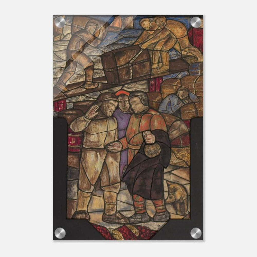 Vintage Abstract wall art print | Ontwerp voor raam in het Stadhuis in Amsterdam by Richard Nicolaüs Roland Holst (1930) - Acrylic Print - 30x45 cm / 12x18″ - 