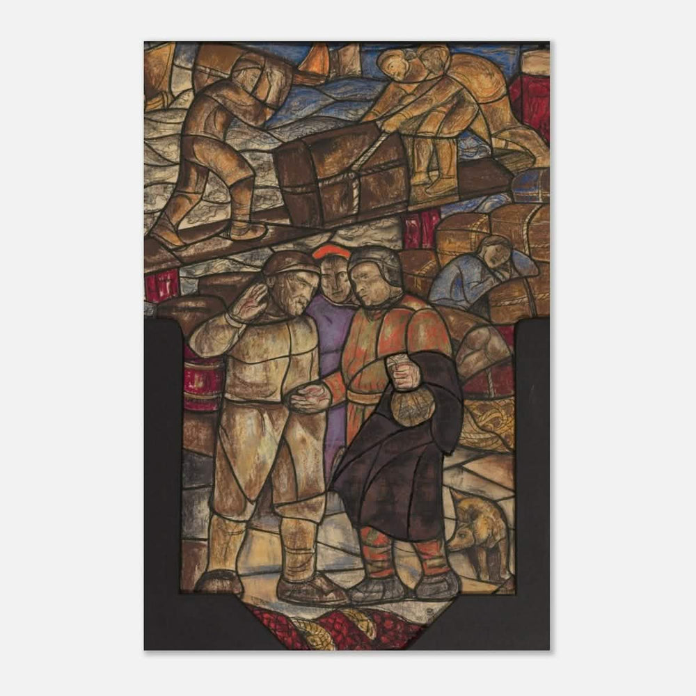 Vintage Abstract wall art print | Ontwerp voor raam in het Stadhuis in Amsterdam by Richard Nicolaüs Roland Holst (1930) - Aluminum Print - 30x45 cm / 12x18″ - 