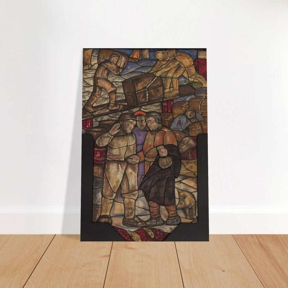 Vintage Abstract wall art print | Ontwerp voor raam in het Stadhuis in Amsterdam by Richard Nicolaüs Roland Holst (1930) - Brushed Aluminum Print - 30x45 cm / 12x18″ - 