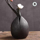 Vintage Ceramic Craft Tabletop Vases – Handmade Decorative Ornaments for Home & Office - Black - 