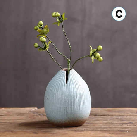 Vintage Ceramic Craft Tabletop Vases – Handmade Decorative Ornaments for Home & Office - Sandstone - 