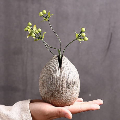 Vintage Ceramic Craft Tabletop Vases – Handmade Decorative Ornaments for Home & Office - Sandstone - 