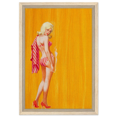 Vintage Poolside Charm | Vintage Pop Art wall art print - Framed Canvas - 30x45 cm / 12x18″ - Wood frame