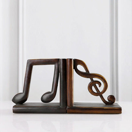 Vintage Resin Bookend Sculptures – Artistic Decorative Ornaments - Musical Notes - 